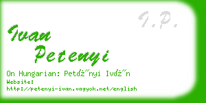 ivan petenyi business card